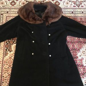 Women’s Black coat with real mink collar
